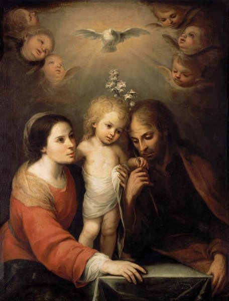 Main Product Photo of The Holy Family Painting by Juan Simon Gutierrez