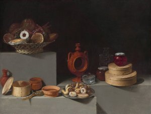Still Life with Sweets and Pottery by Juan Van Der Hamen Y Leon Oil Painting