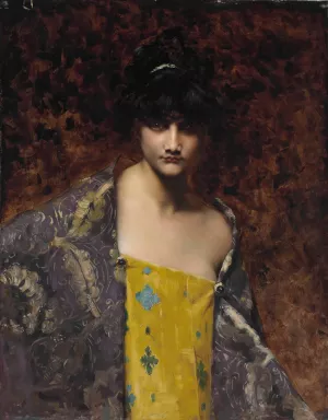 A Dark-Haired Beauty Oil painting by Juana Romani
