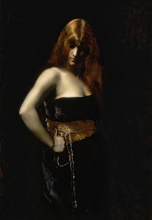Portrait Of A Woman With Red Hair by Juana Romani Oil Painting
