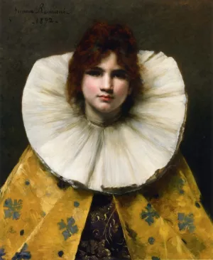 Young Girl with a Ruffled Collar by Juana Romani - Oil Painting Reproduction