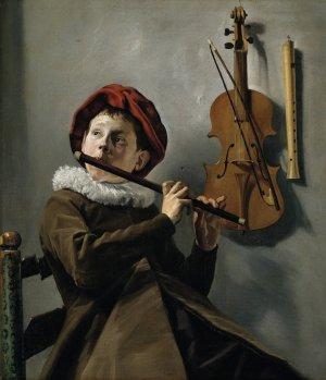 Boy playing the Flute by Judith Leyster Oil Painting