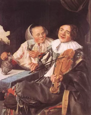 Carousing Couple by Judith Leyster - Oil Painting Reproduction