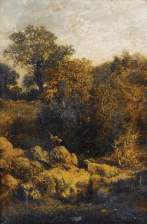 Hunter In A Landscape by Jules-Achille Noel Oil Painting