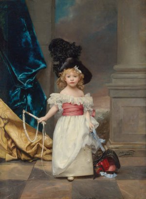 Figure Portrait of Therese Girard at the age of three by Jules-Adolphe Goupil Oil Painting