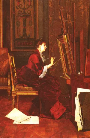 L'Artiste Dans L'Atelier by Jules Adolphe Goupil Oil Painting