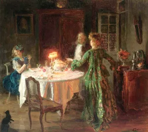 The Dinner Party by Jules Alexander Grun - Oil Painting Reproduction