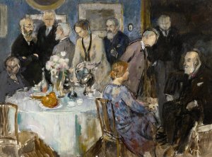 Etude pour 'Un groupe d'artistes' by Jules-Alexandre Grun Oil Painting