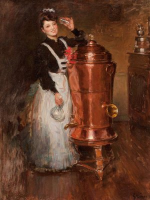 La Buveuse by Jules-Alexandre Grun Oil Painting
