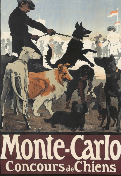 Main Product Photo of Monte-Carlo, Concours de Chiens  Painting by Jules-Alexandre Grun
