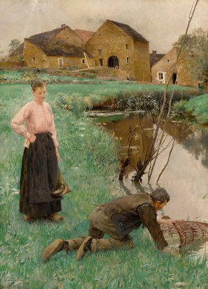 La Levee Des Nasses by Jules Alexis Muenier Oil Painting