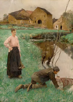 La Levee Des Nasses by Jules Alexis Muenier Oil Painting
