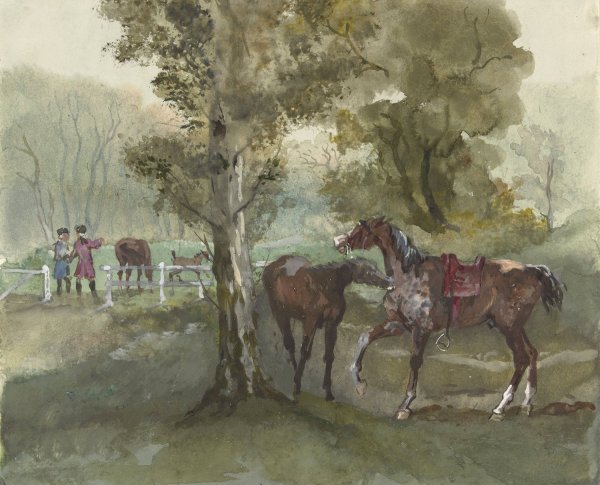 Main Product Photo of Paarden in de wei  Painting by Jules Baron Finot