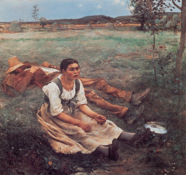 Main Product Photo of Les Foins Painting by Jules Bastien-Lepage