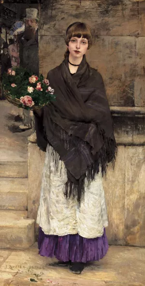 Marchande de Fleurs a Londre by Jules Bastien-Lepage Oil Painting