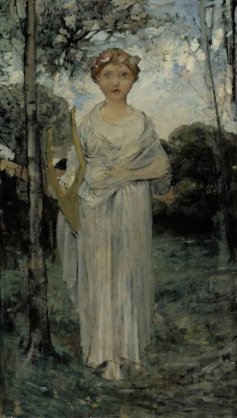 Muse, Study  by Jules Bastien-Lepage - Hand-Painted Oil Painting Reproduction