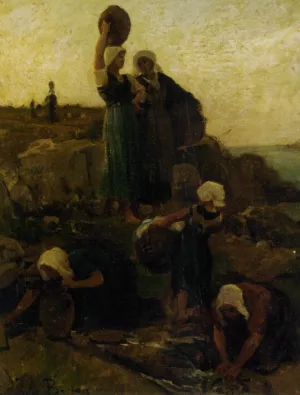 A La Fontaine Douarnenez painting by Jules Breton