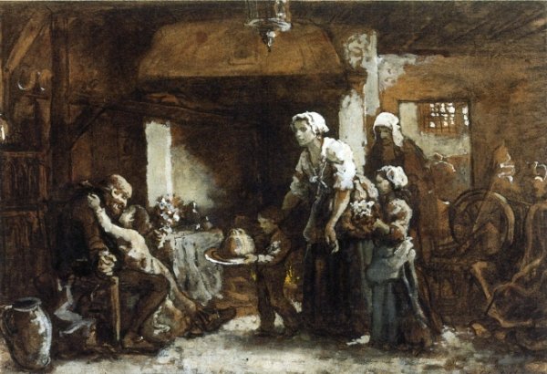 Main Product Photo of A Party for Grandfather Painting by Jules Breton
