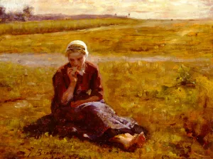 Afternoon Repast by Jules Breton - Oil Painting Reproduction