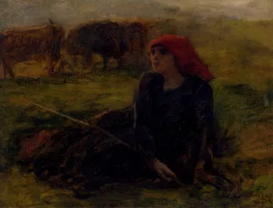 Bergere Dans Un Pre painting by Jules Breton