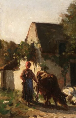 Cowheard by Jules Breton - Oil Painting Reproduction
