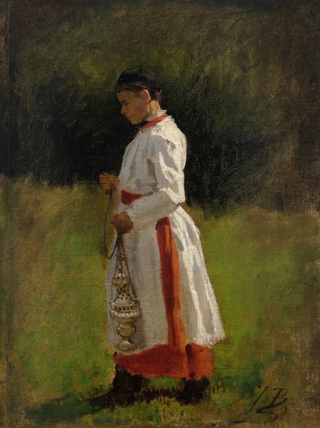 Enfant de chOur  by Jules Breton - Hand-Painted Oil Painting Reproduction