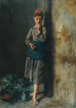 Fillette Mangeant Des Cerises  by Jules Breton Oil Painting