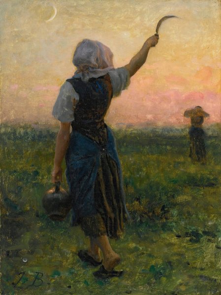 Fin Du Travail by Jules Breton - Hand-Painted Oil Painting Reproduction