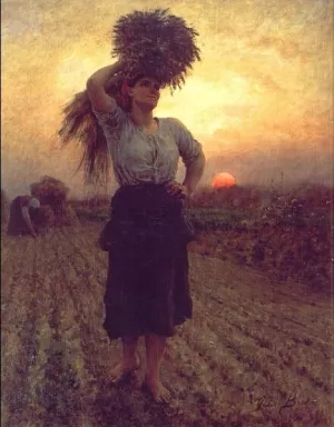 Harvesters painting by Jules Breton