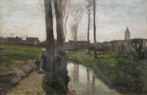 Landschaft bei Courrieres by Jules Breton Oil Painting