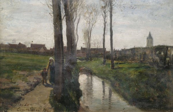 Landschaft bei Courrieres  by Jules Breton - Hand-Painted Oil Painting Reproduction