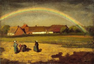 L'arc-en-ciel a Courrieres by Jules Breton Oil Painting