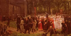 Le Pardon De Kergoat by Jules Breton Oil Painting
