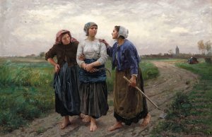 Les amies by Jules Breton Oil Painting
