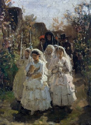 Les communiantes a Courrieres by Jules Breton Oil Painting
