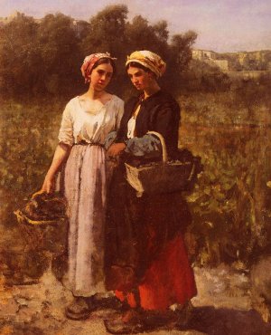 Les Vendanges A Chateau-Lagrange by Jules Breton Oil Painting