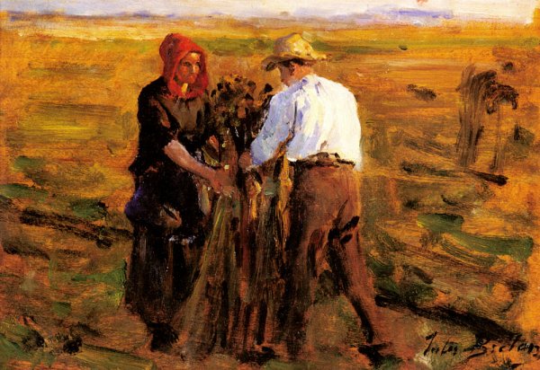 Main Product Photo of Mise En Tas Des Oeillettes Painting by Jules Breton