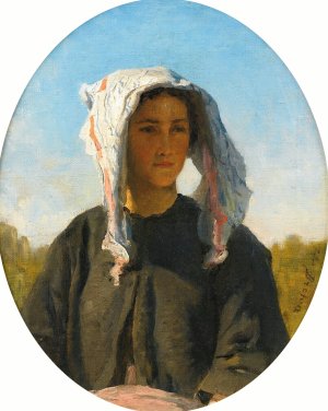 Portrait de jeune Paysanne Bordelaise by Jules Breton Oil Painting
