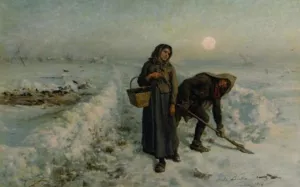 Sur la Route en Hiver, Artois painting by Jules Breton