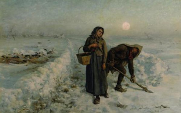 Sur la Route en Hiver, Artois by Jules Breton - Hand-Painted Oil Painting Reproduction