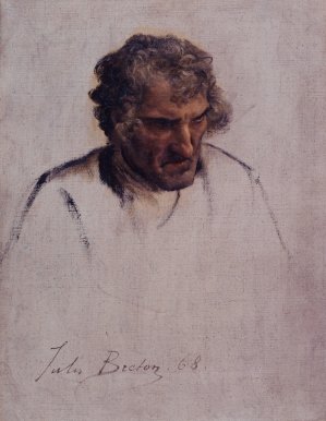 Tete de Breton, etude pour le Pardon by Jules Breton Oil Painting