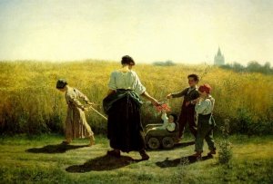The Departure for the Fields by Jules Breton Oil Painting