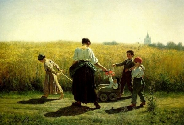 Main Product Photo of The Departure for the Fields Painting by Jules Breton