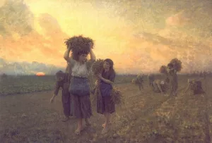 The Last Gleanings by Jules Breton - Oil Painting Reproduction