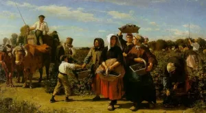 The Vintage at Chateau Lagrange painting by Jules Breton