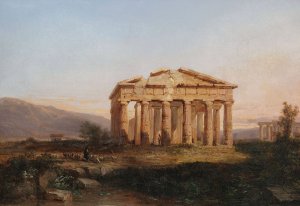 Paestum Temple in Morning Light by Jules Coignet Oil Painting