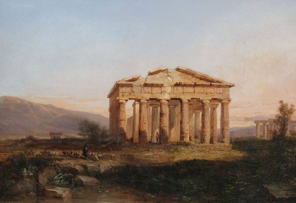 Main Product Photo of Paestum Temple in Morning Light Painting by Jules Coignet