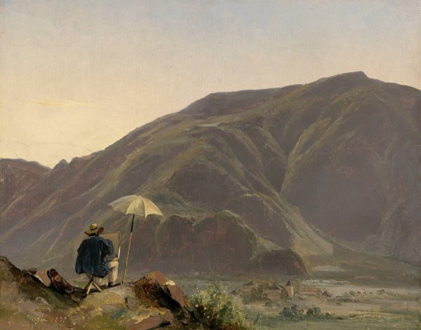 Main Product Photo of View of Bozen with a Painter  Painting by Jules Coignet