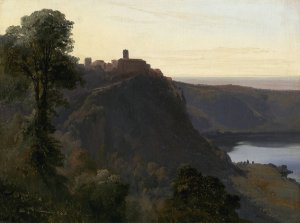 View of Lake Nemi by Jules Coignet Oil Painting