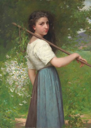 Gathering Daisies by Jules-Cyrille Cave Oil Painting